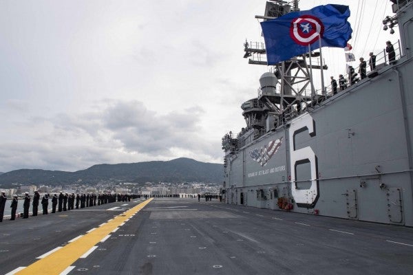 We salute the USS America for rocking a Captain America flag at sea