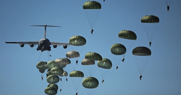 See what it’s like to jump out of a C-17 with the Army’s 82nd Airborne