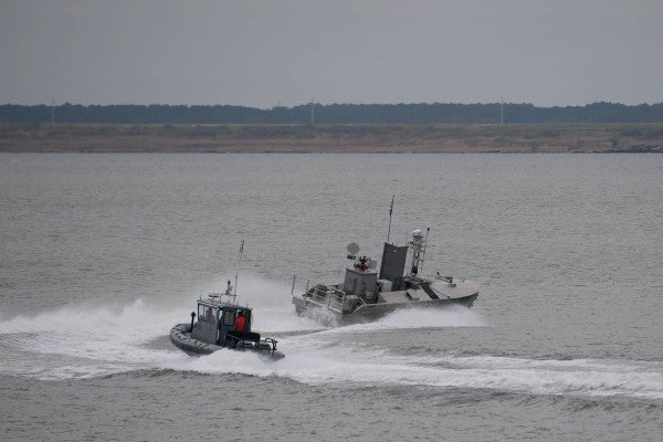 Watch the Navy’s new robot surface vessel patrol Naval Station Norfolk for the first time