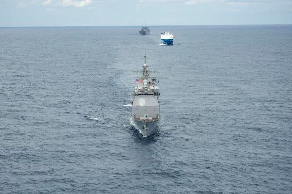 The Navy is practicing escorting convoys across the Atlantic for the first time since the Cold War
