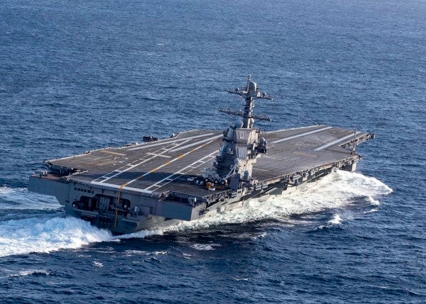 America’s newest aircraft carrier only has 4 of its 11 elevators working, but at least it can do these high-speed turns