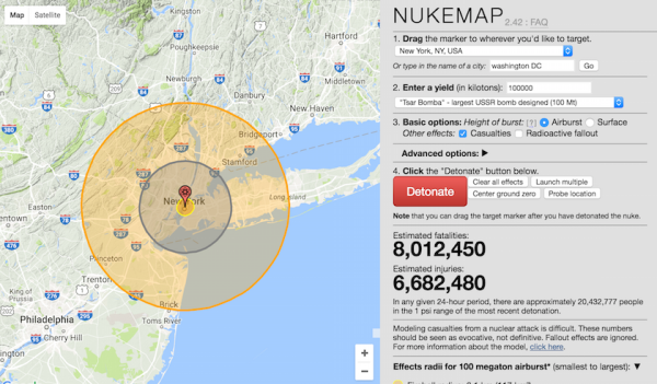 Interactive Map Shows What A Nuclear Bomb Would Do To Your Hometown