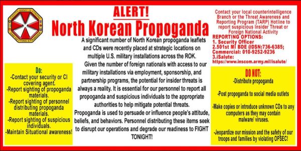 US Military Issues Alert After North Korean Propaganda Found On Multiple Bases