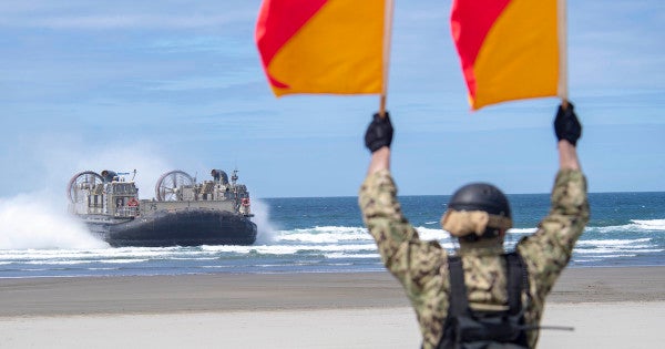 Watch Navy hovercraft storm the beaches of the Pacific Northwest to train for the next catastrophic earthquake