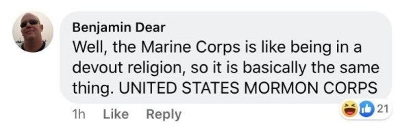 The official Facebook page for Marine boot camp in San Diego is having some technical difficulties