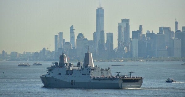 The Navy warship forged from World Trade Center steel has returned to New York for the first time in years