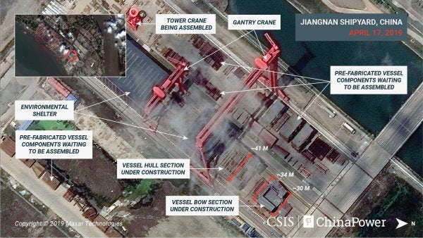 New satellite photos show China is building its third and largest aircraft carrier