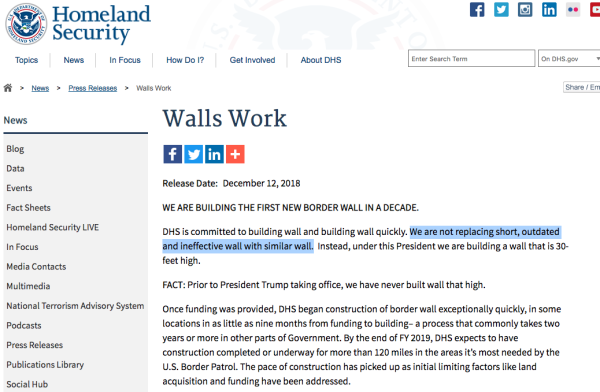DHS: We Love Wall. Wall Good. Building Wall Quickly