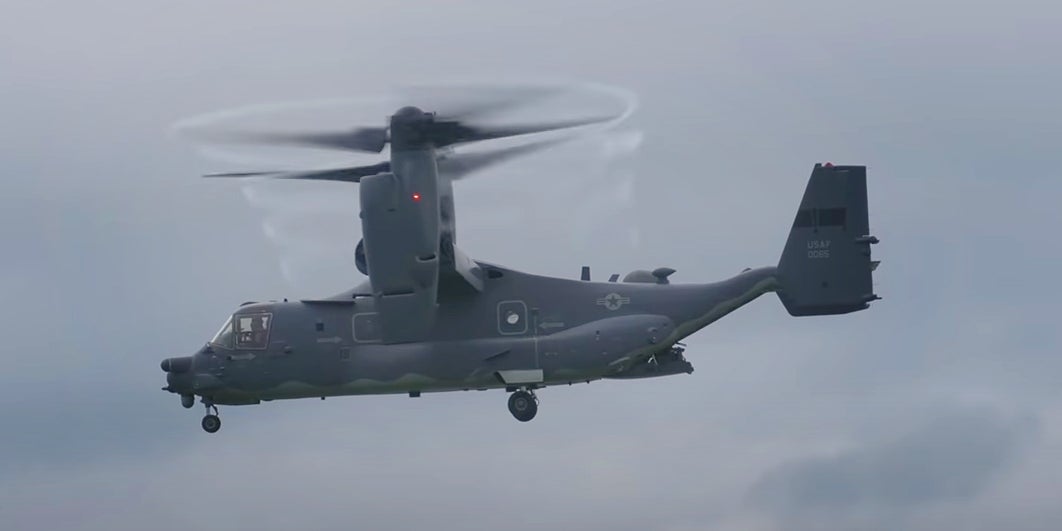Watch this CV-22 Osprey as it generates propeller vortexes and takes a bow