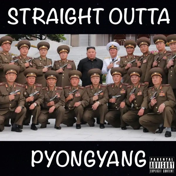 Flanked by pistol-packing generals, Kim Jong Un appears ready to drop the hottest diss track of 2020