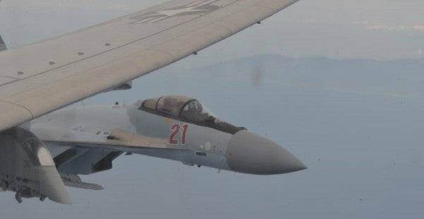 Insane video shows Russian fighters flying dangerously close to a B-52 bomber