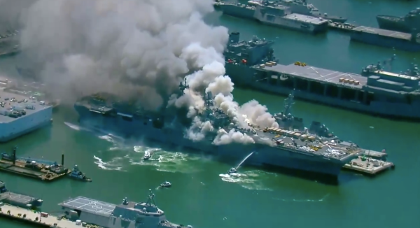 Navy: 57 treated for injuries in USS Bonhomme Richard fire as blaze continues
