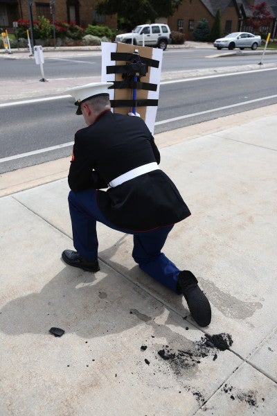 A Marine vet stood in silent protest outside the Utah Capitol so long that his shoes melted