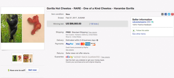 Someone Just Paid $100,000 For A Cheeto That Looks Like Harambe (RIP)