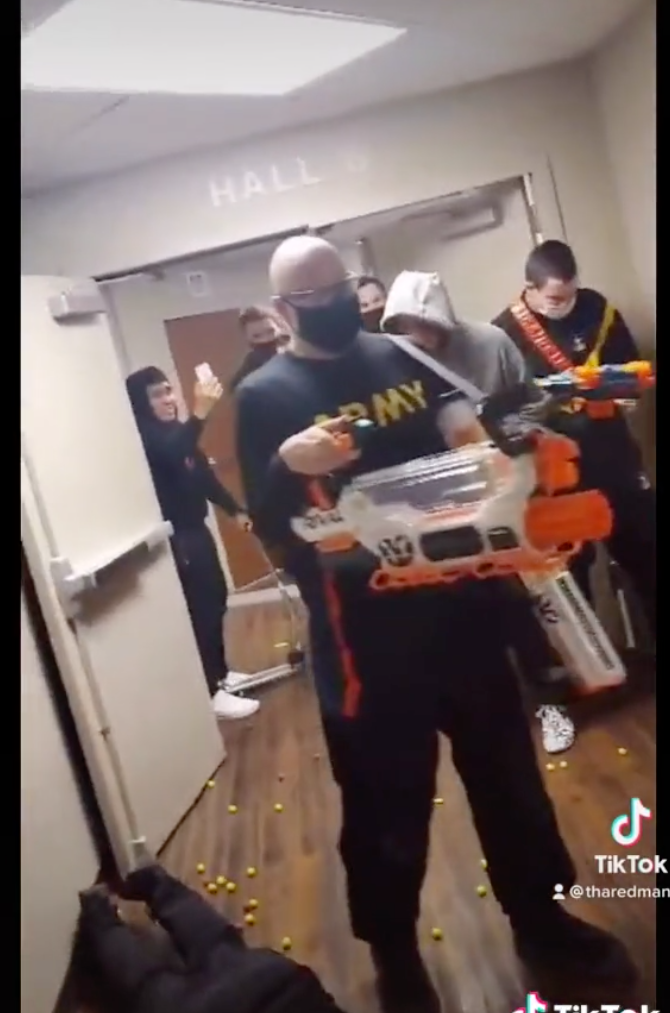 This may be the greatest barracks Nerf battle we’ve ever seen