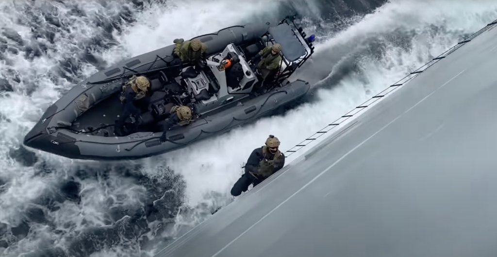 Watch a jetpack-flying Royal Marine board a ship like freakin’ Boba Fett