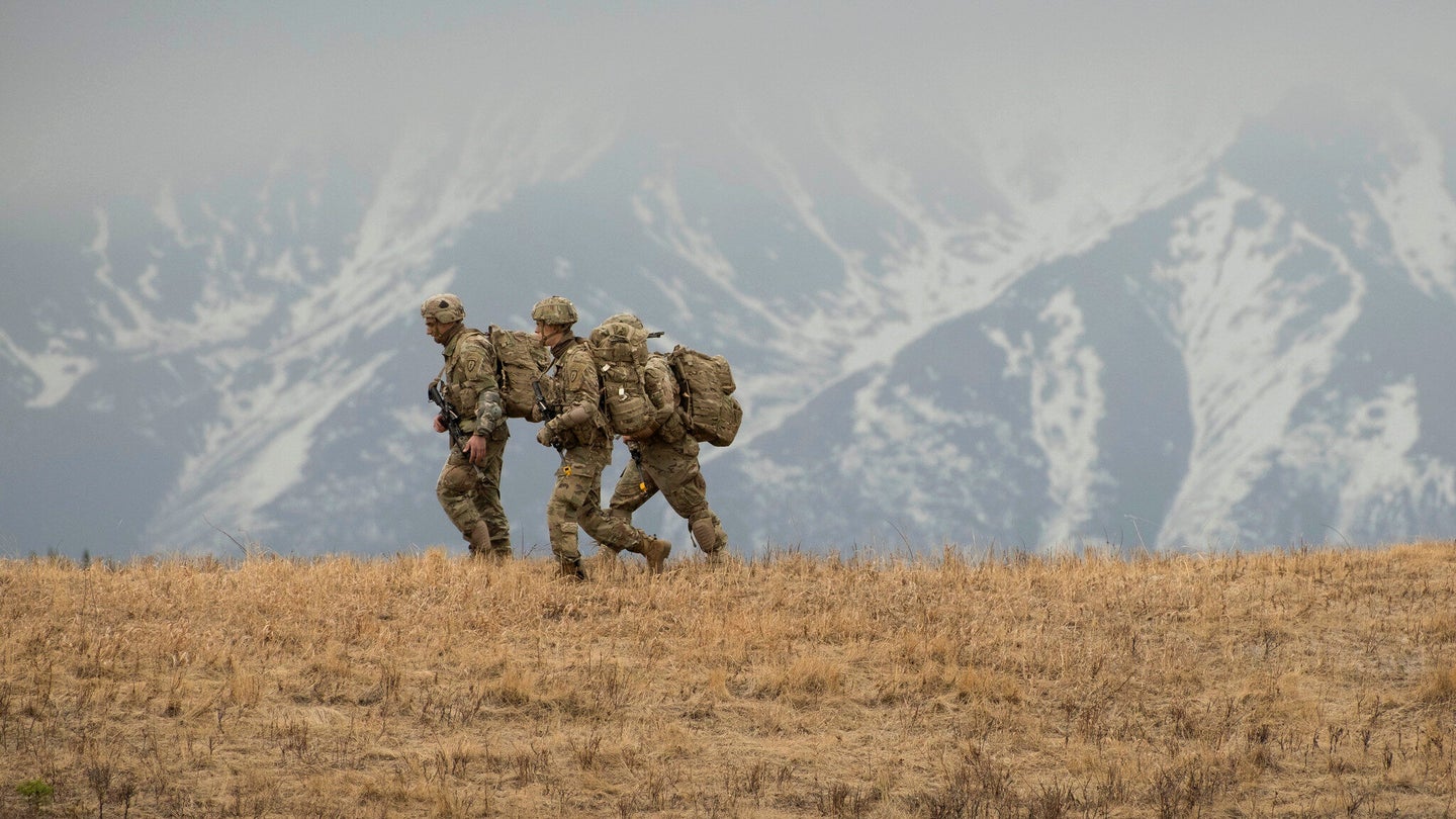 Soldiers wrap up a joint forcible entry operation during Northern Edge at Fort Greely, Alaska, May 11, 2021. The exercise is designed to improve joint combat readiness. (Benjamin Wilson/U.S. Army)