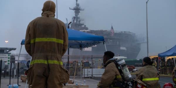 Hundreds of sailors fight to save USS Bonhomme Richard as blaze tears through stricken warship