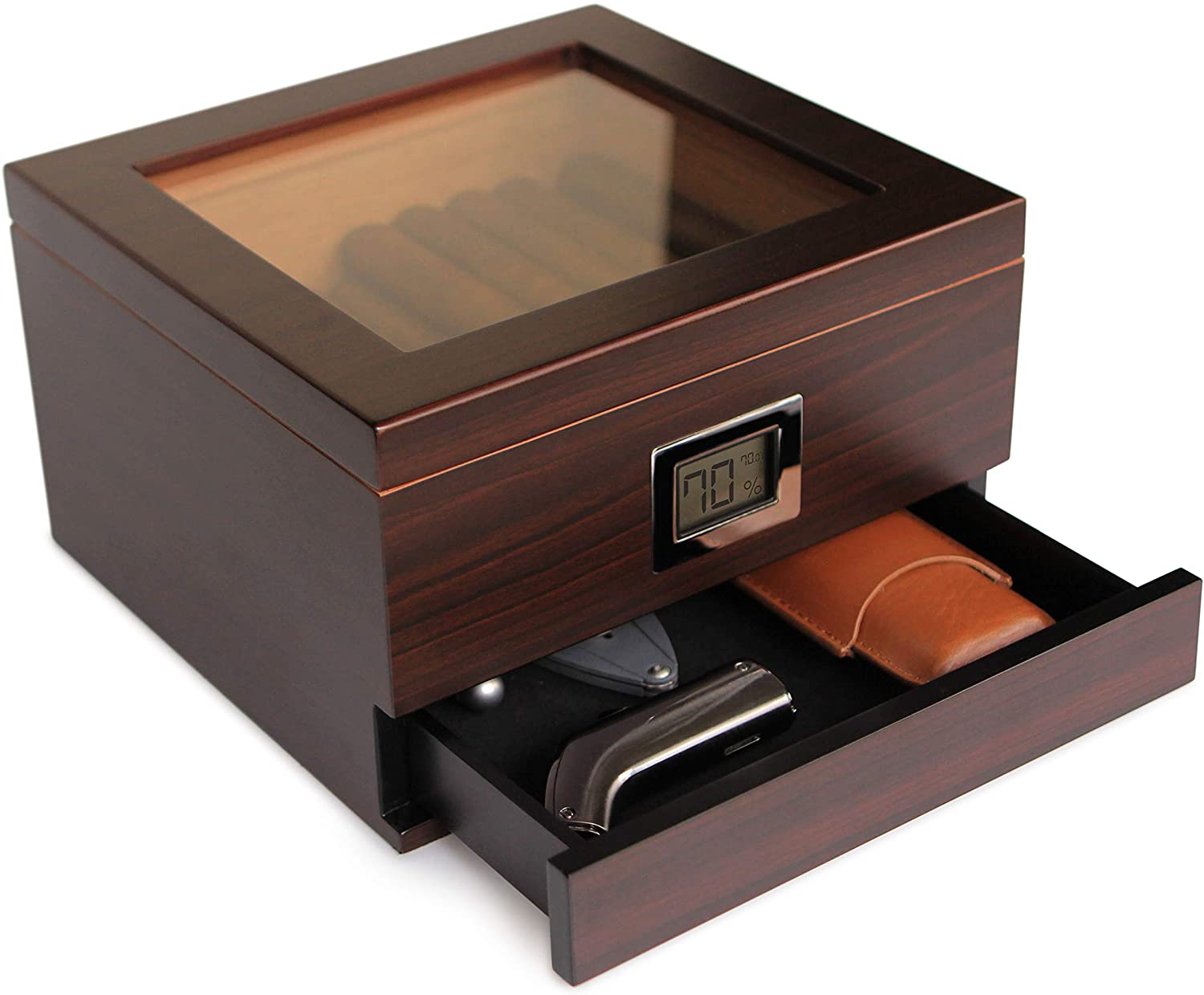 Case Elegance glass-topped humidor