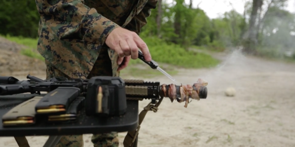 Watch This Marine Use His Suppressor To Fry Bacon