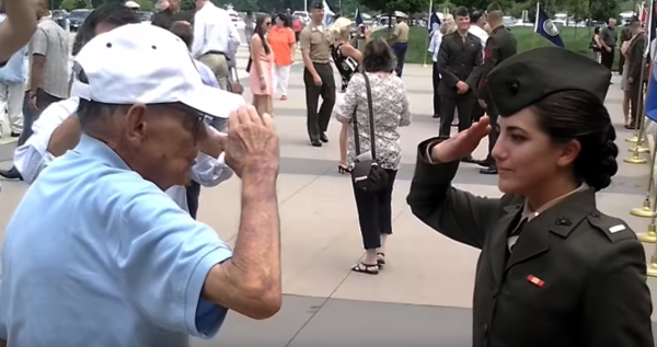 ‘Permission To Hug Granted’ — Marine Officer Gets First Salute From Grandfather