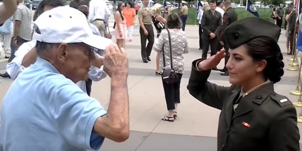 ‘Permission To Hug Granted’ — Marine Officer Gets First Salute From Grandfather