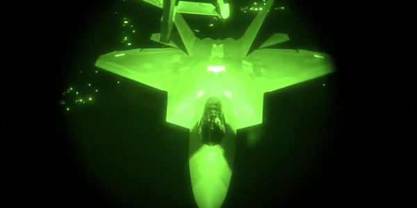 Watch F-22 Raptors Conduct Aerial Refuel During Anti-ISIS Mission