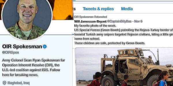 Inherent Resolve Spokesman Apologizes For Sharing Tweet Mentioning ‘Terrorist Turkish Army Snipers’