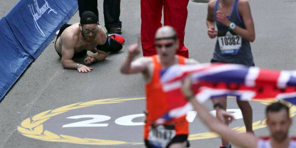 We salute the Marine who crawled across the Boston Marathon finish line to honor his fallen comrades