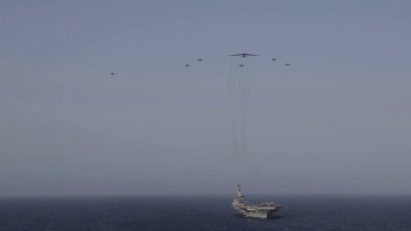 The Navy and Air Force spent the weekend conducting simulated strikes on Iran’s doorstep