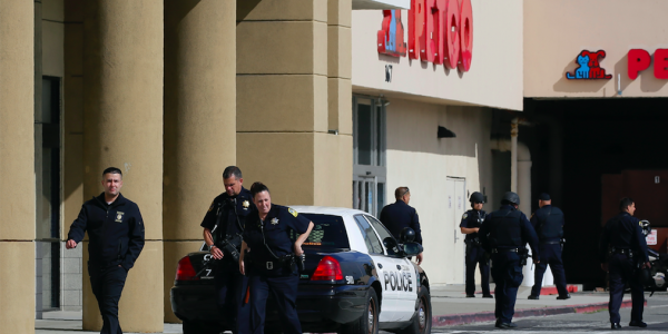 Two soldiers jumped into action to save two teenage victims in a mall shooting