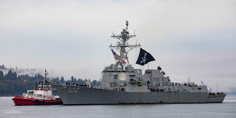 We salute the USS Kidd for flying the Jolly Roger on its way back to port
