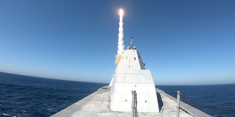 Watch the Navy’s beleaguered new stealth destroyer finally loose off a missile for the first time