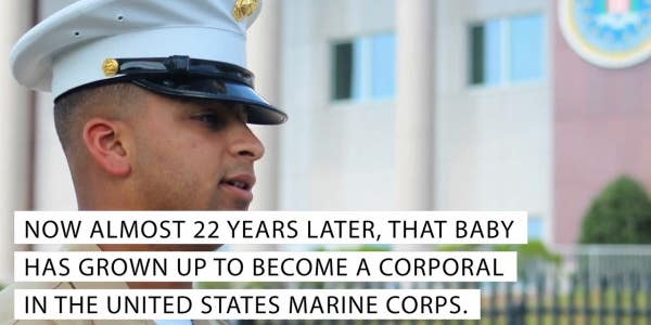An FBI agent had a surprise guest at his retirement ceremony: a Marine he rescued as a baby 22 years ago