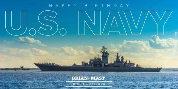 An Army vet turned Florida congressman wished the Navy a happy birthday with a photo of a Russian battlecruiser