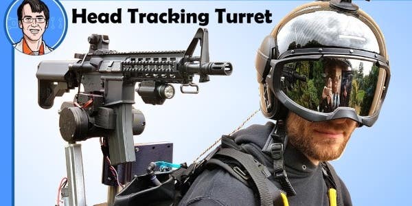 This is what happens when you strap a head-tracking rifle turret to a jet pack