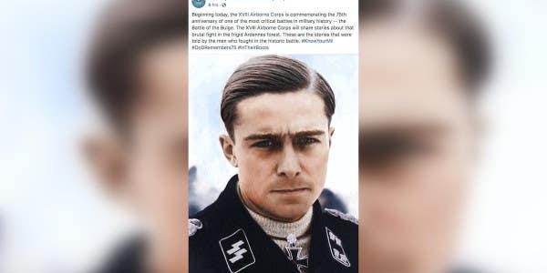 Army unit remembers the Battle of the Bulge with a photo of a Nazi whose troops killed American prisoners