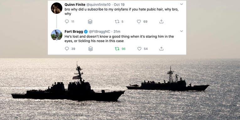 The Navy is trolling the Army over Fort Bragg’s horny tweets