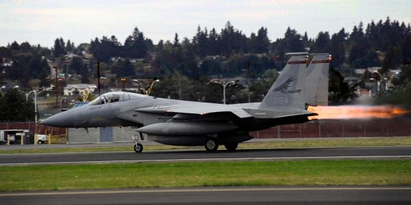 Armed F-15C skids off runway during emergency landing at Joint Base Andrews