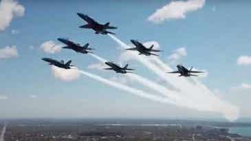 A drone appears to have gotten dangerously close to the Blue Angels during a flyover in Detroit