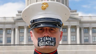 A Marine vet stood in silent protest outside the Utah Capitol so long that his shoes melted
