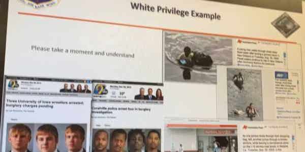 This slide from an Air Force brief shows airmen what white privilege looks like