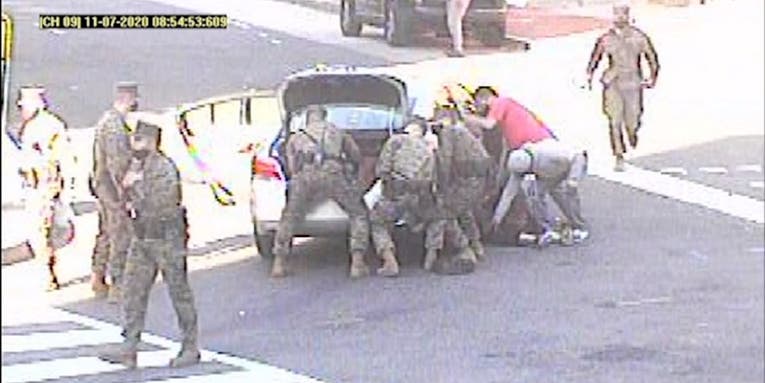 We salute these Marines for saving the life of a woman trapped underneath a car
