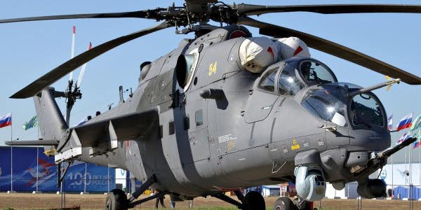 A Russian military helicopter accidentally opened fire on an apartment building