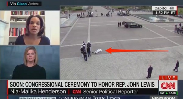 Sailor collapses from heat and dehydration while serving with Rep. John Lewis’ honor guard