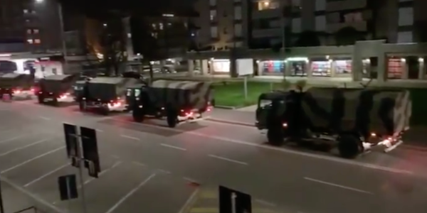 Haunting video shows Italian army trucks transporting coffins from town rocked by coronavirus