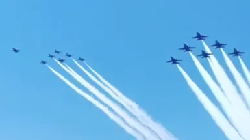 Navy Blue Angels, Air Force Thunderbirds spotted training over Florida together