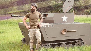We salute the guy who turned his riding lawnmower into a tank named 'COVID Killer'