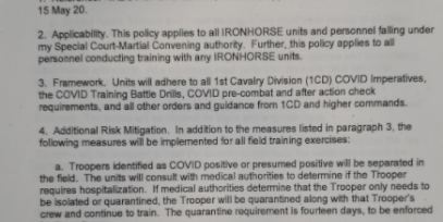 Army denies making soldiers with coronavirus ‘quarantine’ behind a strip of tape in the field