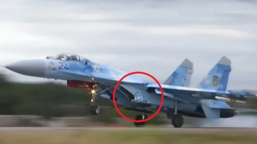 Watch a Ukrainian fighter jet nail a road sign during a rough landing outside Kiev